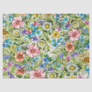 Pretty Floral Tissue with Wood Image Background Tissue Paper