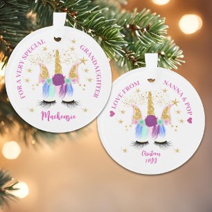 Pretty Floral Unicorn Ornament