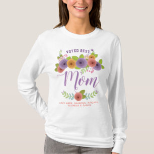 Pretty Floral Voted Best Mom Mother's Day T-Shirt
