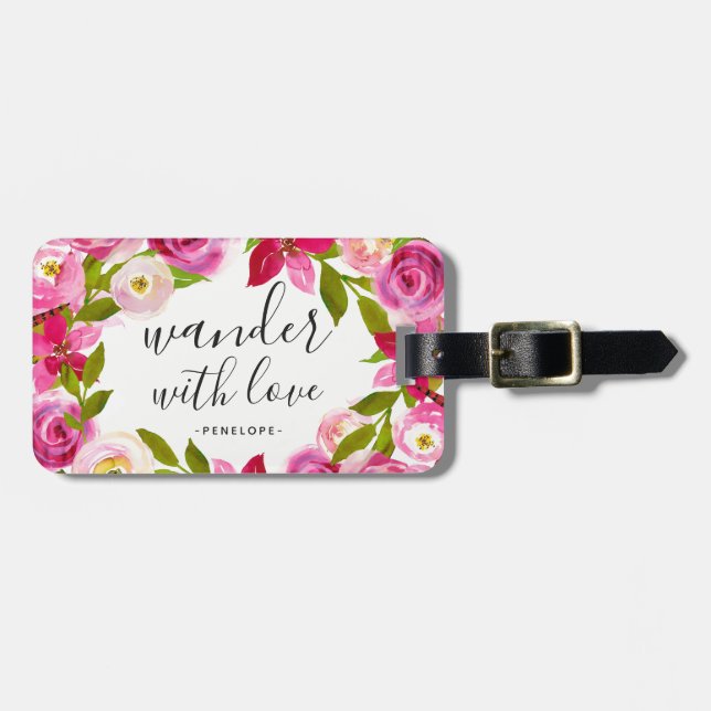 Pretty Floral Wander with Love Luggage Tag (Front Horizontal)