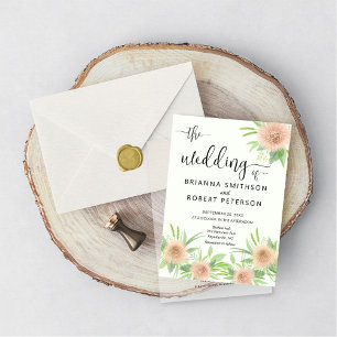 Pretty Floral Watercolor Aster Flowers Wedding Invitation