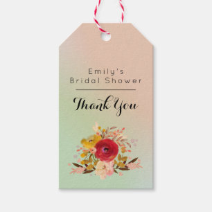 Pretty Floral Watercolor Bouquet Bridal Shower Gift Tags