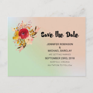 Pretty Floral Watercolor Bouquet  Save The Date Announcement Postcard