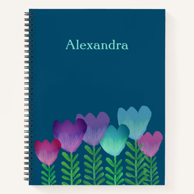 Pretty Floral Watercolor Custom Notebook (Front)