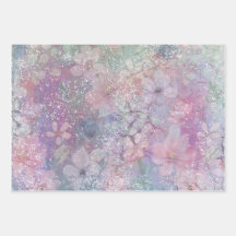 Pretty, Floral watercolour Wrapping Paper Sheet