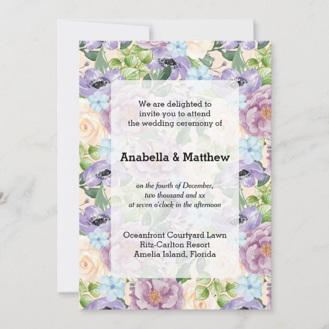 Pretty Floral Wedding Invitation (Front)
