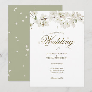 Pretty Floral Wedding White Blossom Invitation