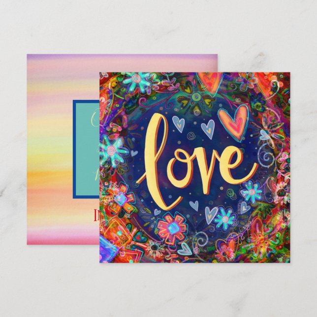 Pretty Floral Whimsical Colourful Love Fun Thank You Card (Front/Back)