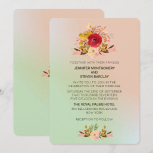 Pretty Floral Wildflowers in Watercolor Wedding Invitation