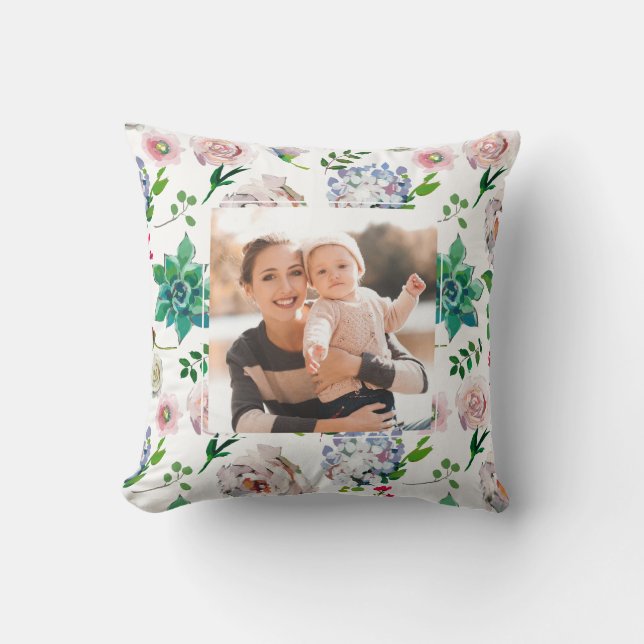 Pretty Floral with Frame Photo Pillow (Front)