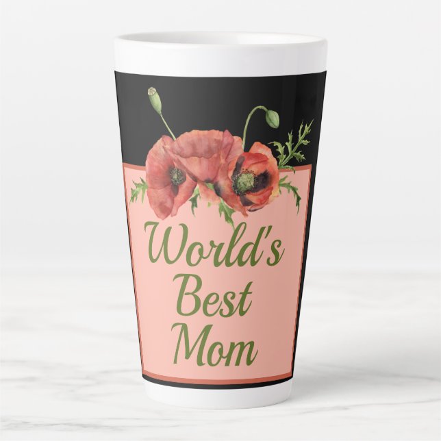 Pretty Floral World's Best Mom  Latte Mug (Front)