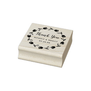 Pretty Floral Wreath   2 inch Stamp