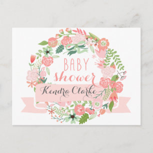 PRETTY FLORAL WREATH BABY SHOWER INVITATION