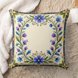 Pretty Floral Wreath Cushion. Throw Pillow