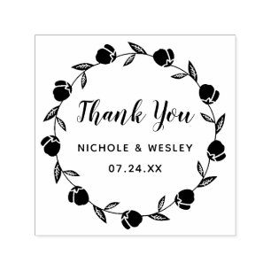 Pretty Floral Wreath Self-Inking Stamp