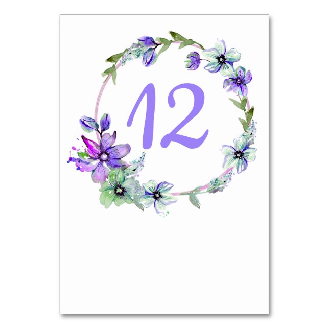 Pretty Floral Wreath Table Number (Front)