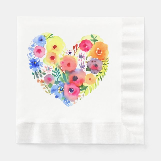 Pretty Floral Wreath Watercolor Art Napkin (Front)