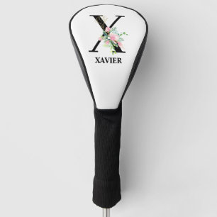 Pretty Floral X Initial Monogrammed Golf Head Cover