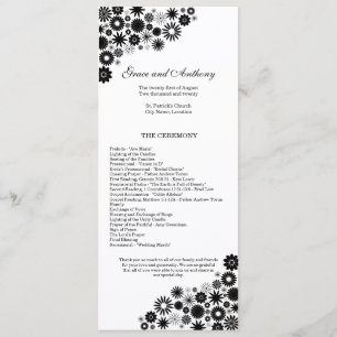 Pretty Florals Black Wedding Program