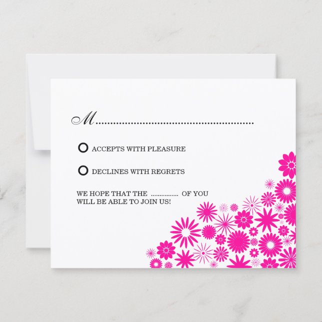 Pretty Florals Magenta RSVP / Reply Cards (Back)