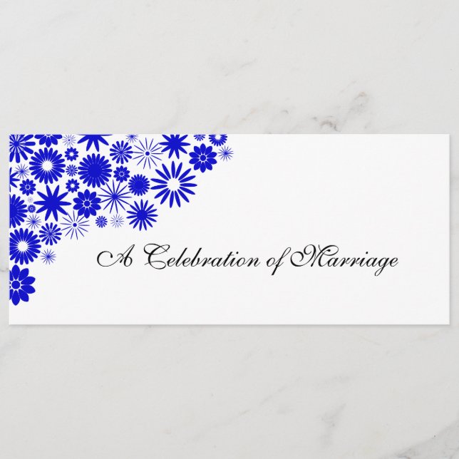 Pretty Florals Royal Blue Wedding Program (Front)