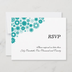 Pretty Florals Teal RSVP / Reply Cards