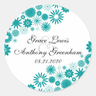 Pretty Florals Teal Stickers