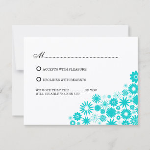 Pretty Florals Turquoise RSVP / Reply Cards