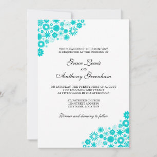 Pretty Florals Turquoise Wedding Invitation