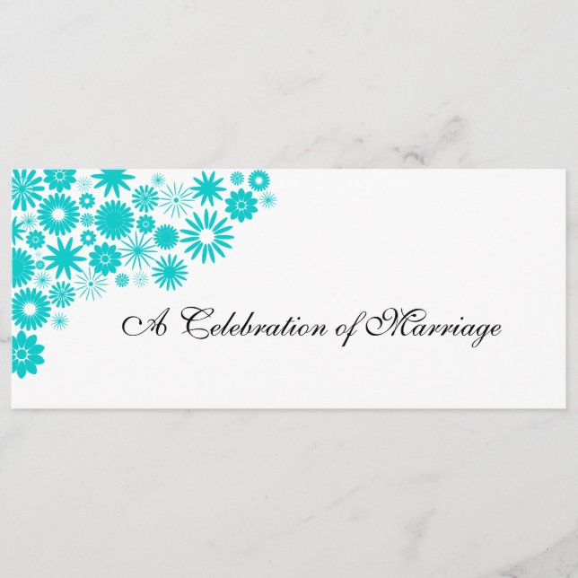 Pretty Florals Turquoise Wedding Program (Front)