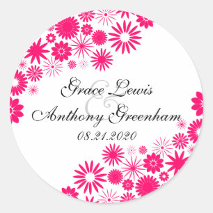 Pretty Florals Vibrant Pink Stickers