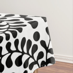 Pretty Flourished Black and White Print Tablecloth