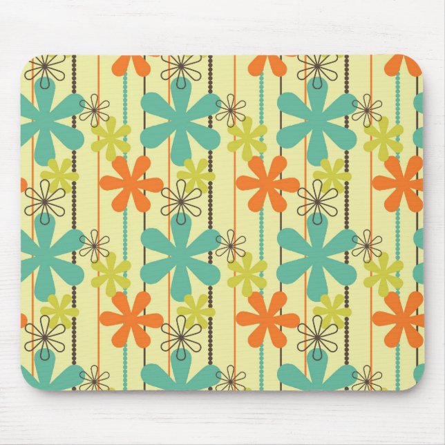 Pretty Flower Beads Art Blue Orange Green Brown Mouse Pad (Front)
