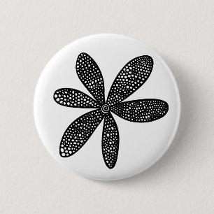 Pretty Flower - Black on White 2 Inch Round Button