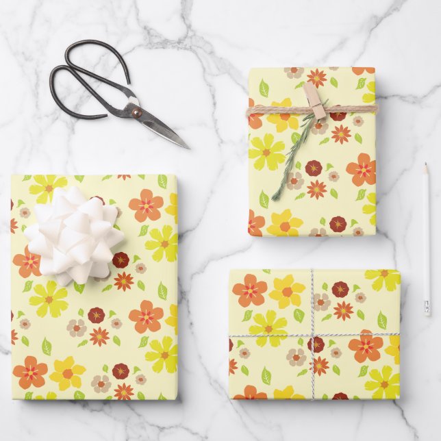 Pretty Flower Boho  Wrapping Paper Sheet (Front)