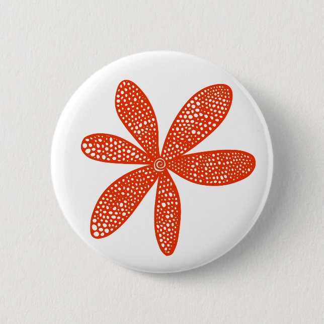 Pretty Flower - Brick Red on White 2 Inch Round Button (Front)