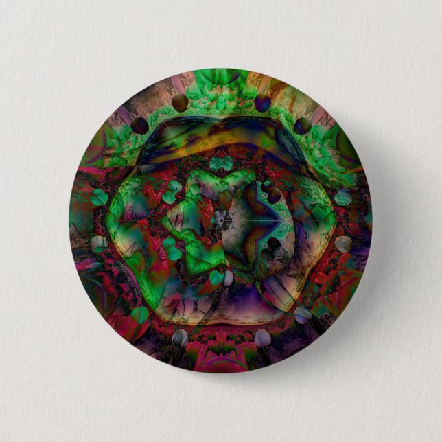 Pretty Flower Burst Abstract 2 Inch Round Button (Front)
