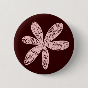 Pretty Flower - Faded Pink on Dark Brown 2 Inch Round Button