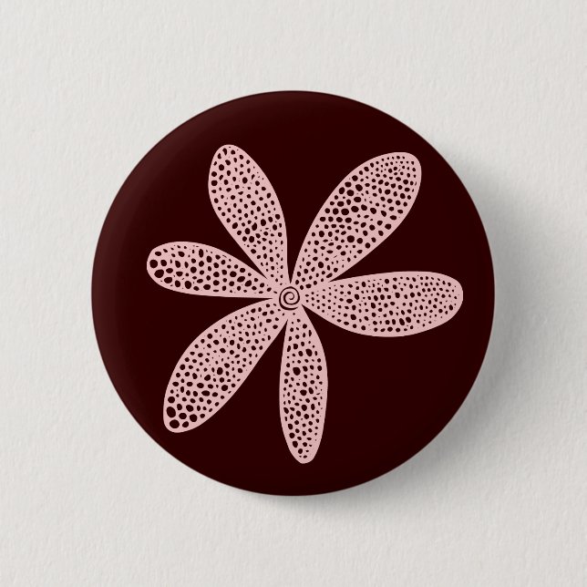 Pretty Flower - Faded Pink on Dark Brown 2 Inch Round Button (Front)