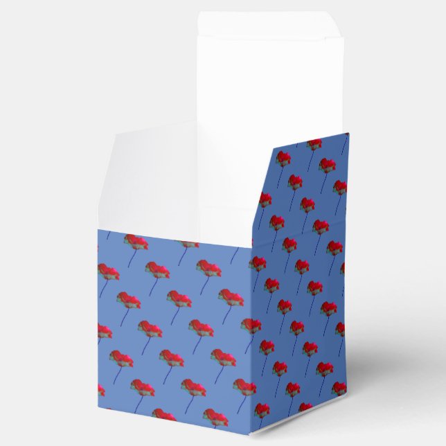 Pretty flower floral red blue poppy favor box (Opened)