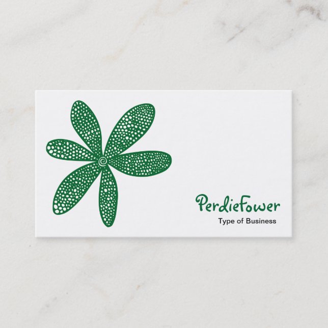 Pretty Flower - Forest Green 006633 Business Card (Front)
