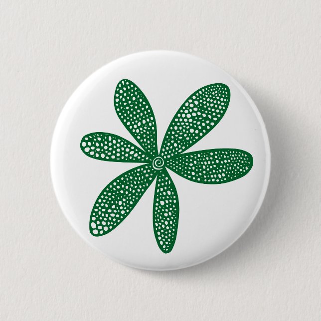 Pretty Flower - Forest Green on White 2 Inch Round Button (Front)
