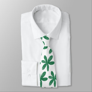 Pretty Flower - Forest Green on White Tie