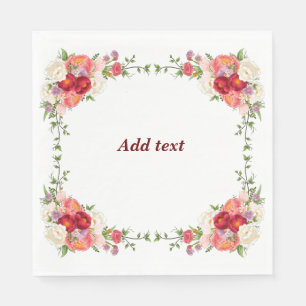 Pretty Flower Frame Template, Customizable, Napkin