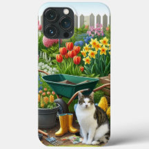 Pretty Flower Garden with Cat