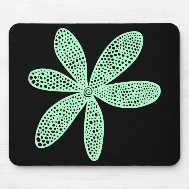 Pretty Flower - Ghost Green on Black Mouse Pad (Front)