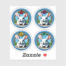 Pretty Flower Happy Easter Cute Bunny Face 4 Count