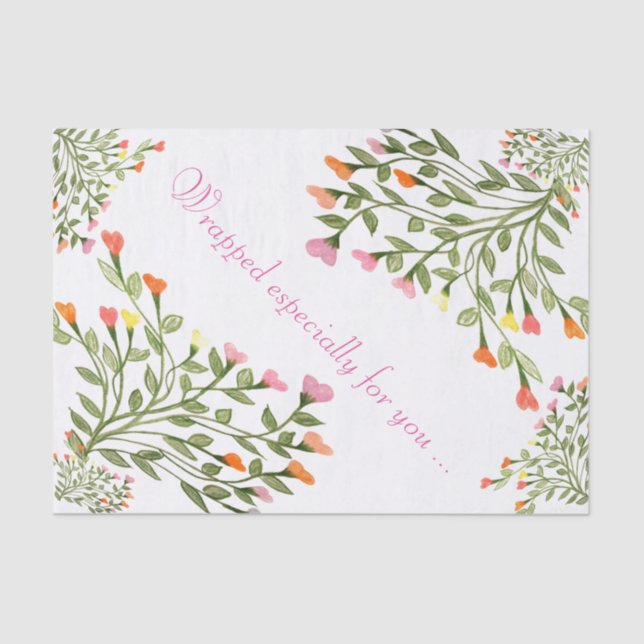 Pretty Flower Heart Design Tissue Paper (Front)