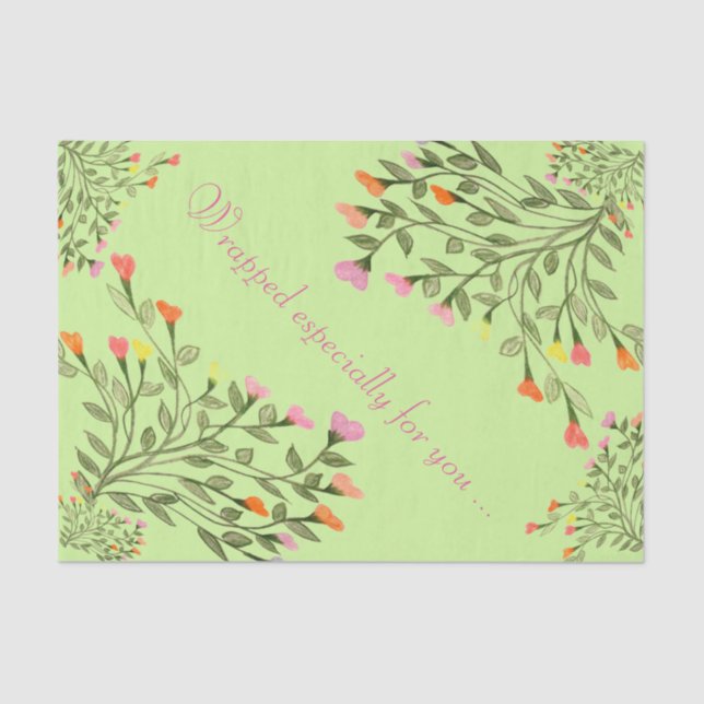 Pretty Flower Heart Tree Tissue Paper (Front)