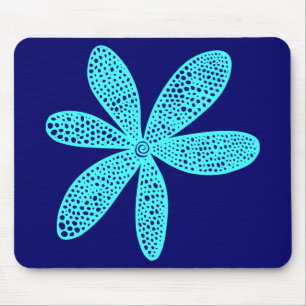 Pretty Flower - Ice Blue on Navy Blue Mouse Pad
